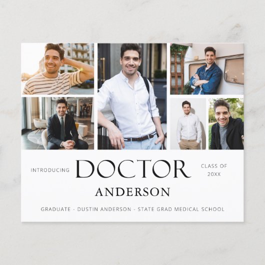 Budget Doctor Name 6 Foto Afstuderen Aankondiging (Voorkant)