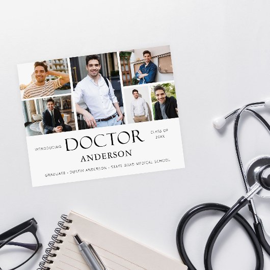 Budget Doctor Name 6 Foto Afstuderen Aankondiging Flyer