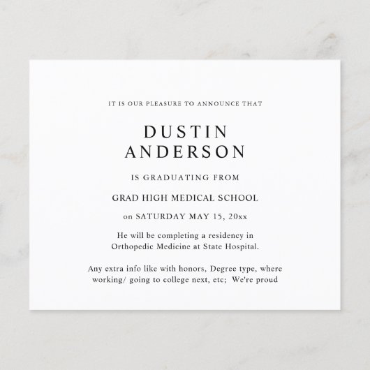 Budget Doctor Name 6 Foto Afstuderen Aankondiging Flyer (Achterkant)