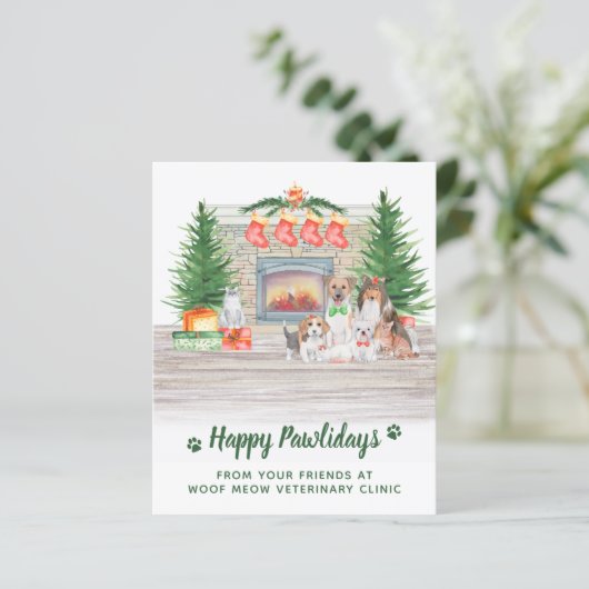 Budget Dogs Cats Pet Business Kerstmis Kaart (Staand voorkant)