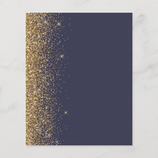 Budget Donk Blue Gold Elegant Wedding Invitation (Achterkant)