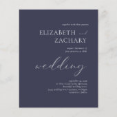 Budget donker marineblauw script trouwuitnodiging (Voorkant)