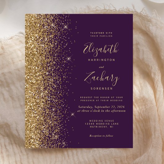 Budget donker Paars Gold Glitter Weddenschap