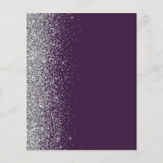 Budget donker Paars Silver Glitter Wedding Invite (Achterkant)