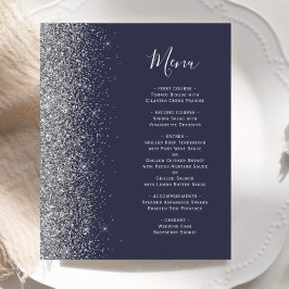 Budget Donkerblauw Zilveren Glitter Rand Trouwmenu