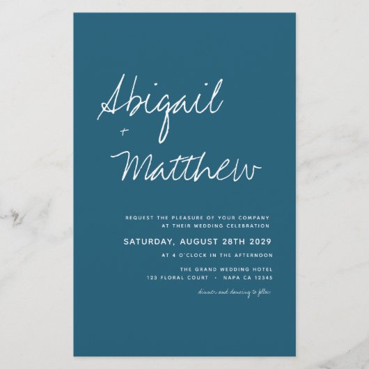 Budget donkerder Blauwgroen Eenvoudige uitnodiging (Voorkant)