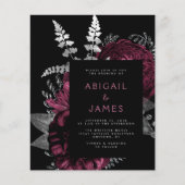 Budget Donkere Bloemen Bourgogne Zilver QR Code Hu (Voorkant)