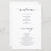 Budget donkere marine en wit elegant huwelijksprog (Voorkant / Achterkant)