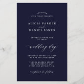 Budget donkere marine witte foto bruiloft uitnodig (Voorkant)