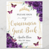 Budget Donkere Paarse Quince 15 Verjaardag Gastboe (Voorkant)