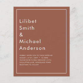 BUDGET Donkere Terracotta Monochroom Bruiloft Flyer