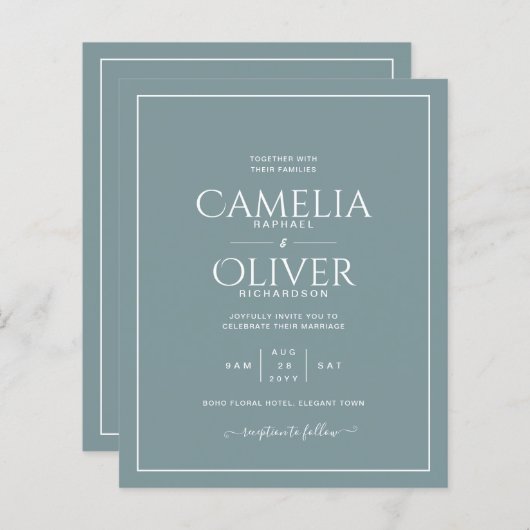 BUDGET Donkere vlek groene MONOCHROME bruiloft (Voorkant / Achterkant)