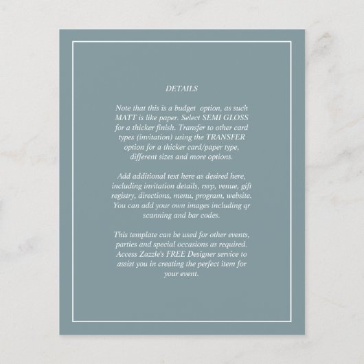 BUDGET Donkere vlek groene MONOCHROME bruiloft (Achterkant)