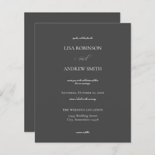 Budget donkergrijze kalligrafie bruiloft