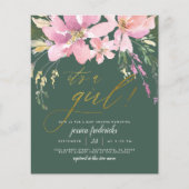 Budget donkergroen en gouden Baby shower (Voorkant)