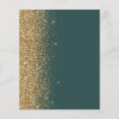 Budget Donkergroen Gouden Glitter Trouwmenu (Achterkant)