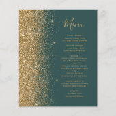 Budget Donkergroen Gouden Glitter Trouwmenu (Voorkant)