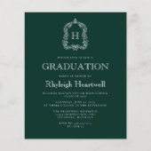 Budget Donkergroen Monogram Crest Graduation Party (Voorkant)