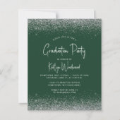 Budget Donkergroen Zilver Glitter Graduation Party (Voorkant)