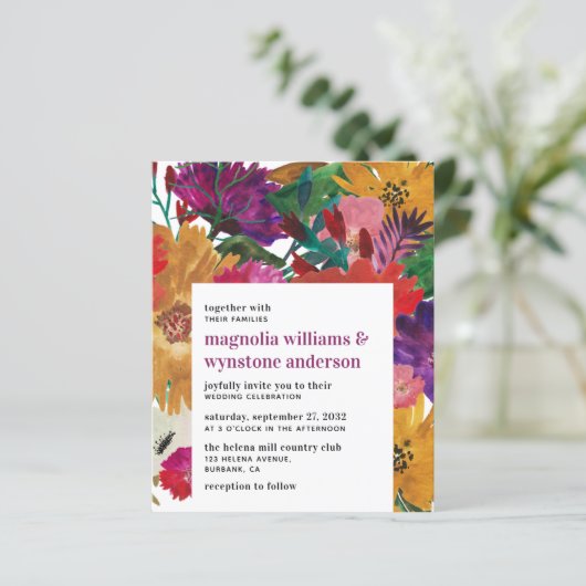 BUDGET donkerroze bruine bruiloft uitnodiging (Staand voorkant)