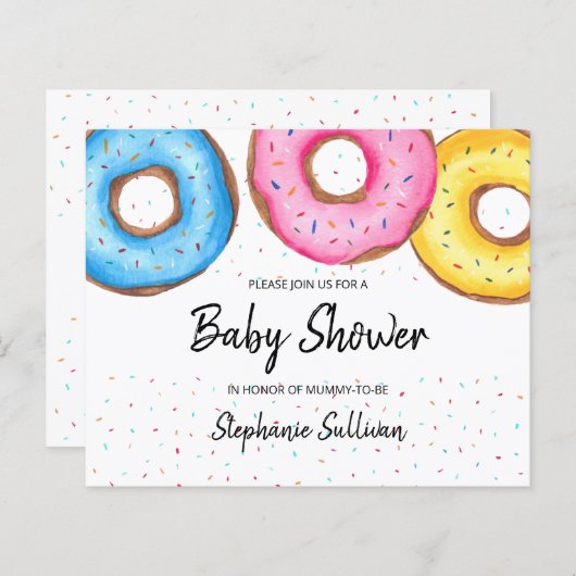 Budget Donuts Baby shower Invitation (Voorkant / Achterkant)