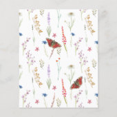Budget Doop Blue Wildflower & Vlinder Uitnodiging (Achterkant)