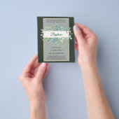 Budget DOOP CEREMONIE Doop Groene Bladeren Uitnodi Flyer (Hand)