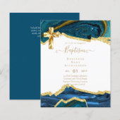 BUDGET DOOP CHRISTENING UITNODIGING AGATE GOUD (Voorkant / Achterkant)