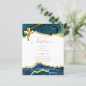 BUDGET DOOP CHRISTENING UITNODIGING AGATE GOUD (Staand voorkant)