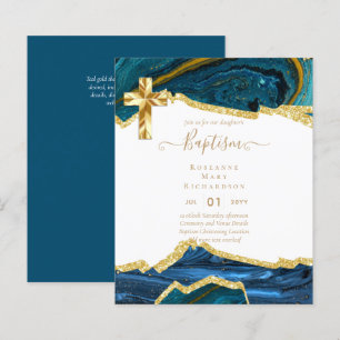 BUDGET DOOP CHRISTENING UITNODIGING AGATE GOUD