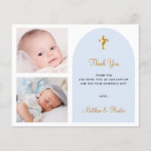 Budget doop foto tweeling jongens dank je kaart (Voorkant)