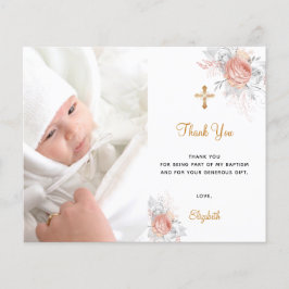 Budget doop roosgoud bloemen foto bedankt