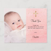 Budget doop roze gouden glitters foto bedankt (Voorkant)