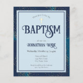 Budget Doop Uitnodigingen Blauw en Goud Kruis (Voorkant)