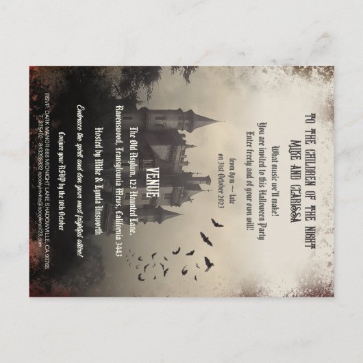 Budget  Dracula Halloween Invitation Briefkaart (Achterkant)