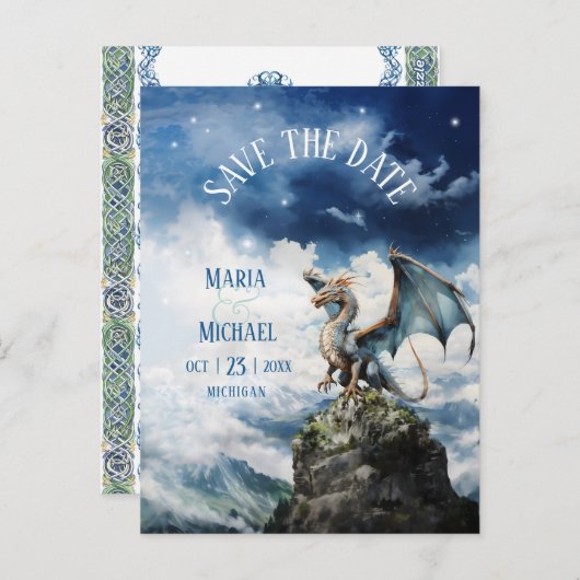 Budget Dragon Wedding Save the Date Briefkaart (Voorkant / Achterkant)