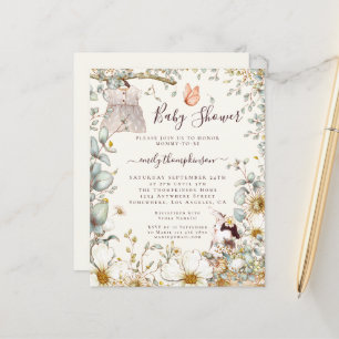 Budget  Dress Girl Baby shower Cream Invite