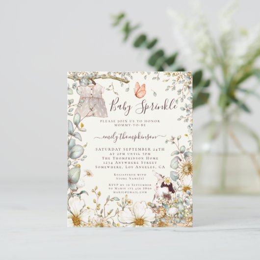Budget  Dress Girl Baby Sprinkle Uitnodiging (Staand voorkant)