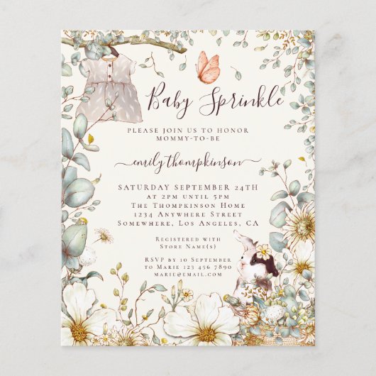 Budget  Dress Girl Baby Sprinkle Uitnodiging (Voorkant)