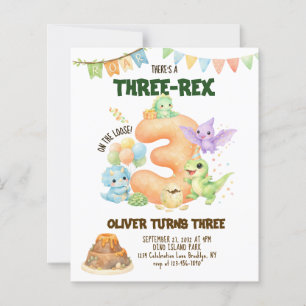 BUDGET Drie-Rex Dinosaur Cute Dino 3e Verjaardag