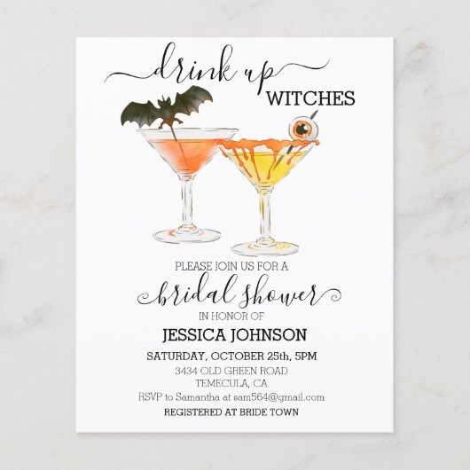 Budget Drink omhoog Witches Vrijgezellenfeest Hall Flyer (Voorkant)