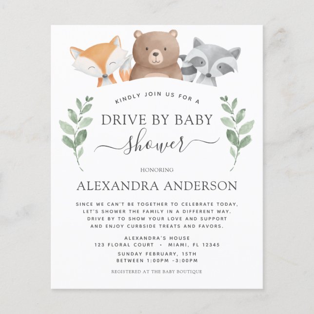 Budget drive by Baby shower Woodland Eucalyptus (Voorkant)