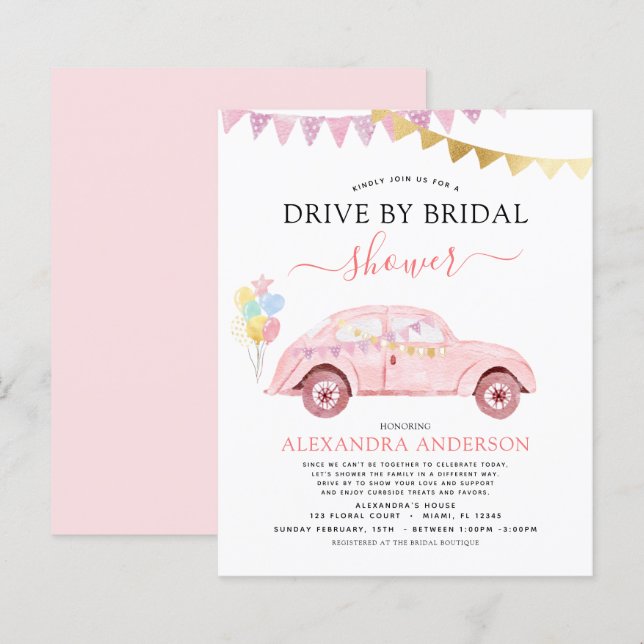 Budget Drive By Bruiloft Blush Roze Goud Folie (Voorkant / Achterkant)