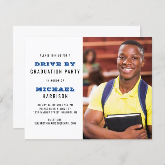 Budget Drive by Graduation Party Photo Invitation (Voorkant / Achterkant)