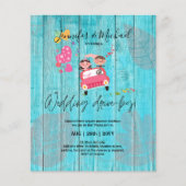 Budget Drive-BY Wedding Invites -Cartoon Couple (Voorkant)