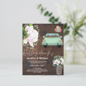 Budget Drive-BY Wedding Invites -Cartoon Couple (Staand voorkant)