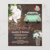 Budget Drive-BY Wedding Invites -Cartoon Couple (Voorkant)
