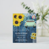 Budget Drive-BY Wedding Invites -Cartoon Couple (Staand voorkant)