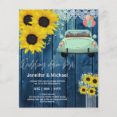 Budget Drive-BY Wedding Invites -Cartoon Couple (Voorkant)