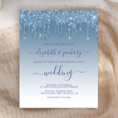 Budget Driving Glitter Blue Wedding Uitnodiging